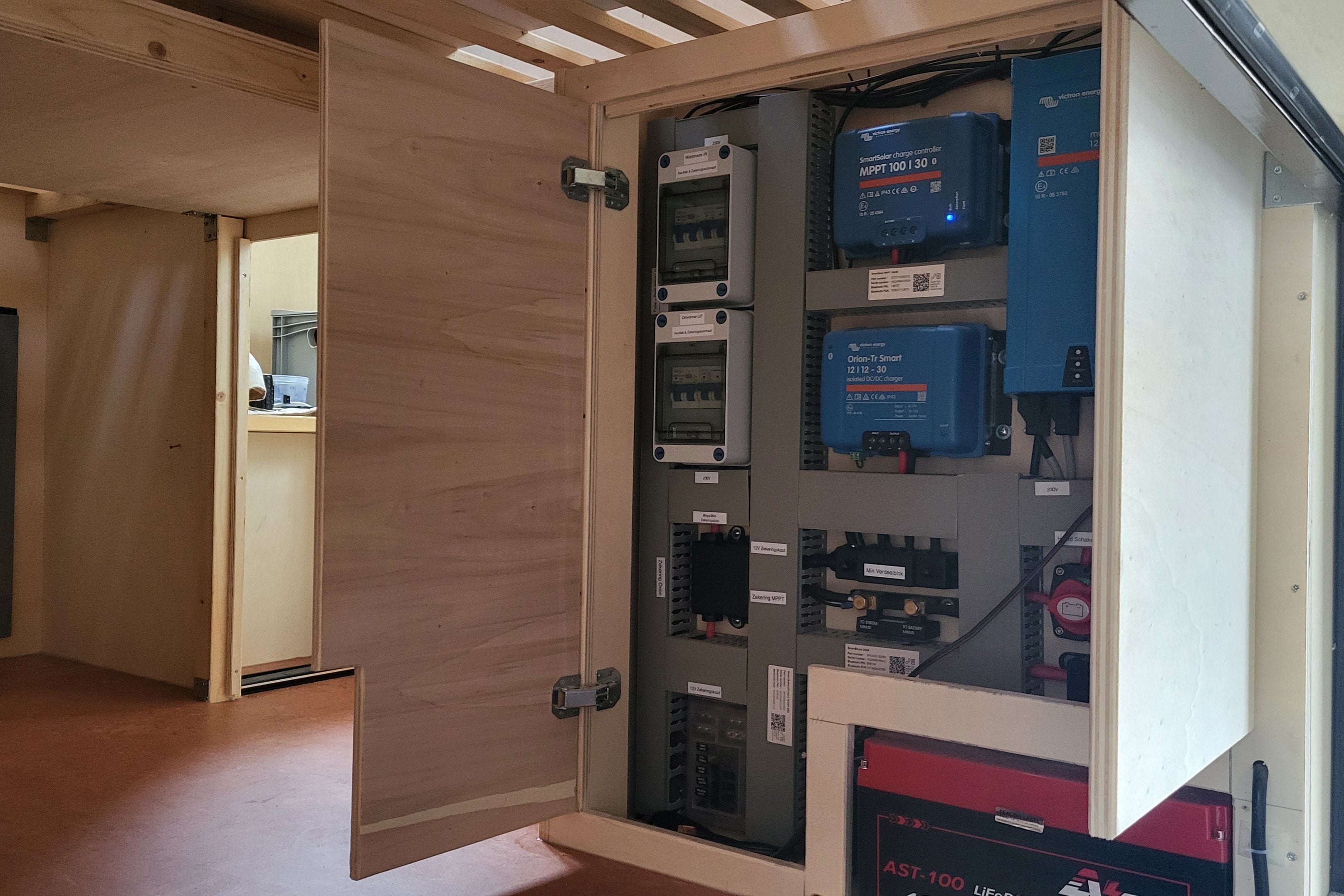 Voorbeeldinstallatie Compactsysteem onder bed in buscamper