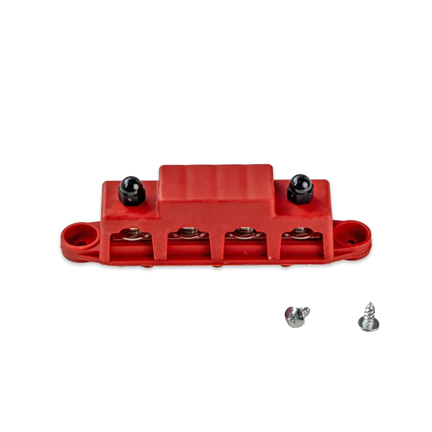Busbar met afdekkap 4-voudig M8, rood
