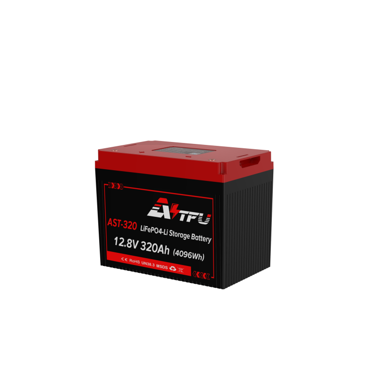 Schuin vooraanzicht van LiFePO4 12.8V 320Ah accu