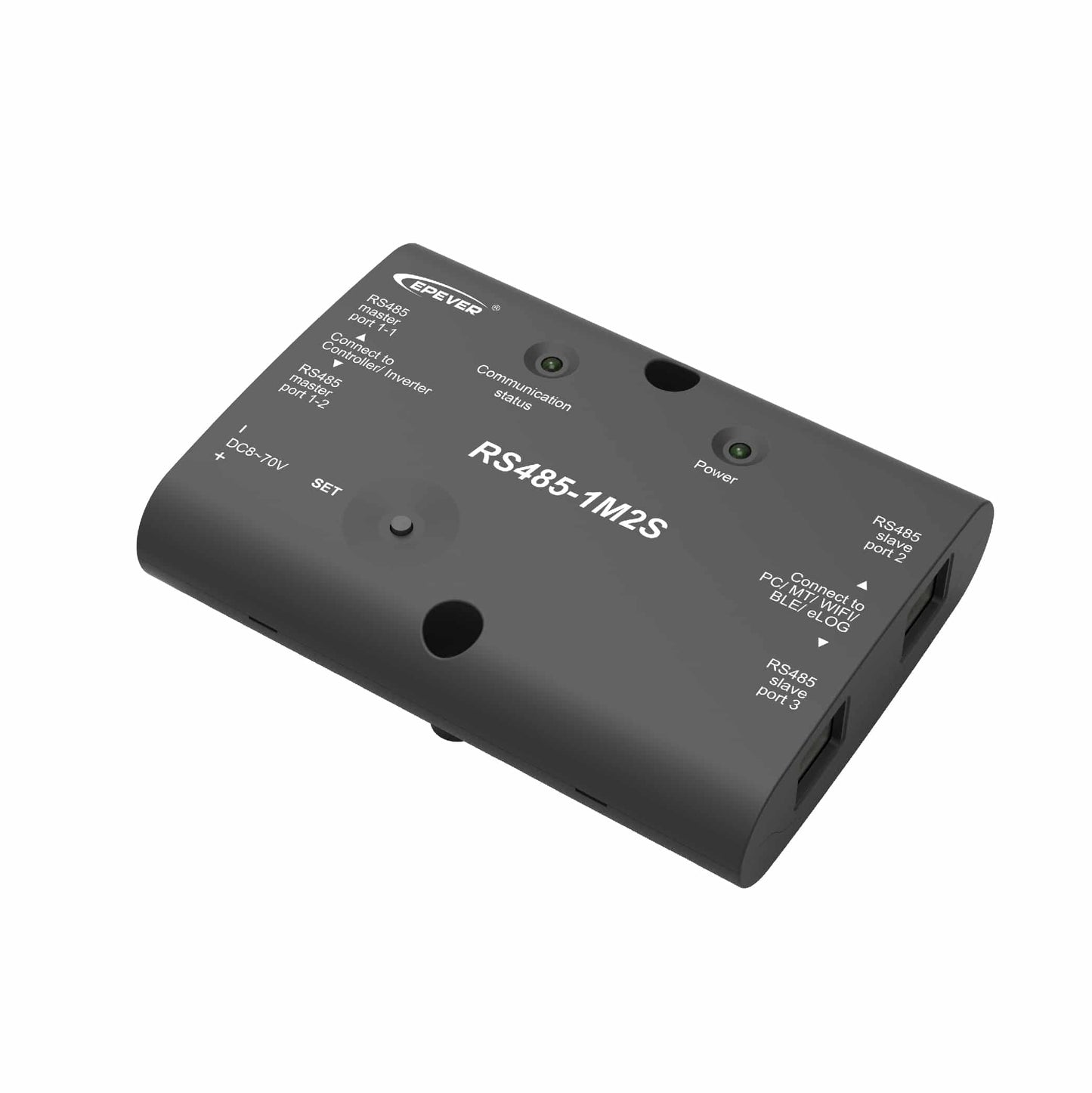 RS485-1M2S module schuin van rechtsboven gezien.