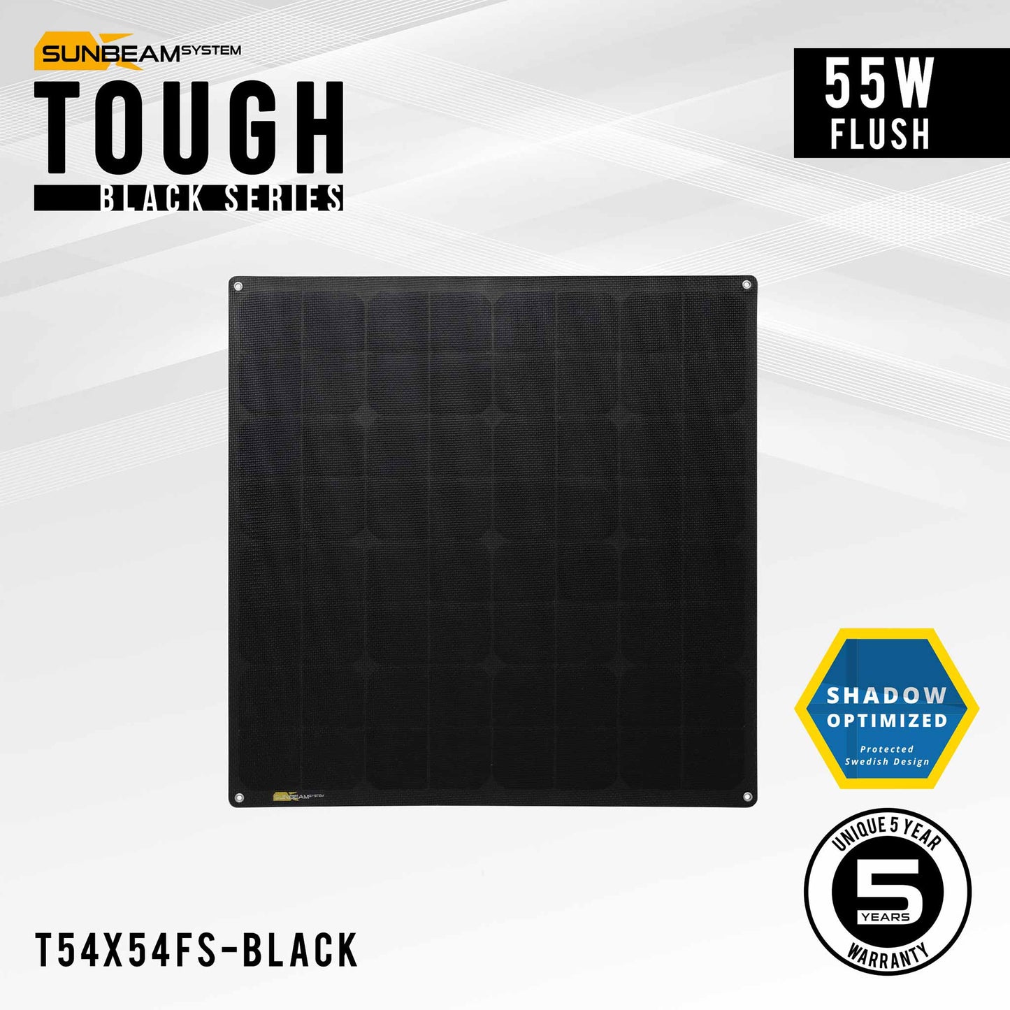 Sunbeam Tough Black 55Wp Flush (corner holes)