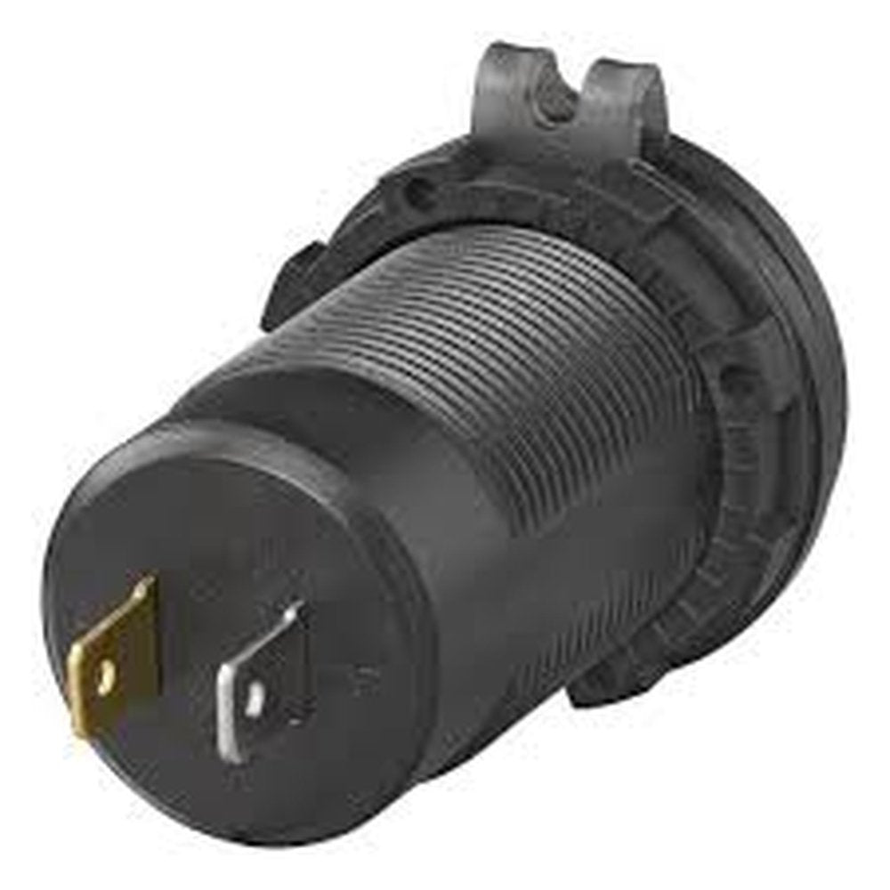 Achterzijde van het USB stopcontact met aansluitpunten voor 12V/24V voeding
