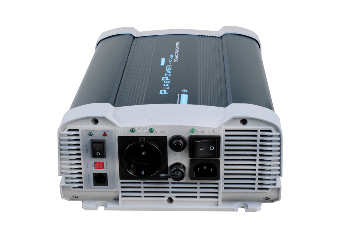 Xenteq PurePowerSwitch omvormer 12V 24V 2000W 3000w zuivere sinus – voorzijde met 230V uitgang en schakelaars