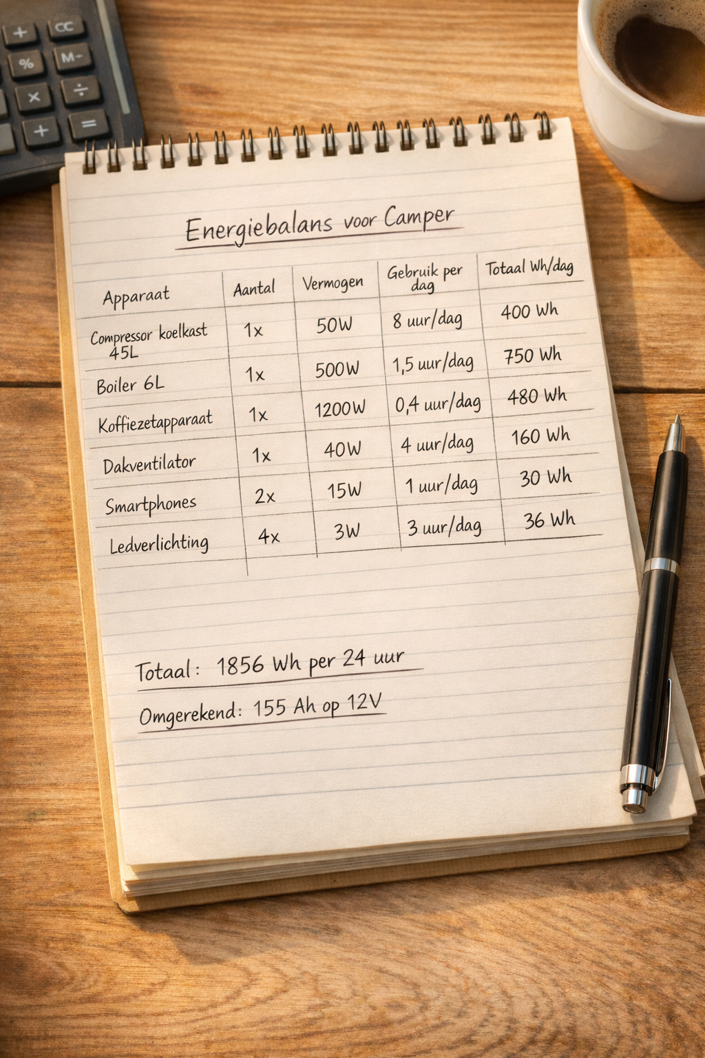 Faraday bespreekt de energiebalans voor een camper