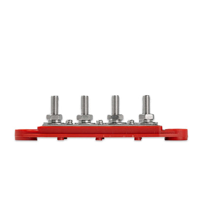 Busbar met afdekkap 4-voudig M8, rood
