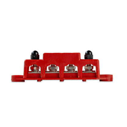 Busbar met afdekkap 4-voudig M8, rood