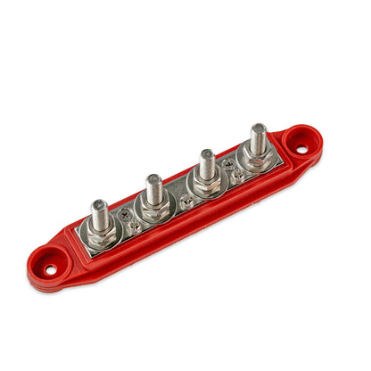 Busbar met afdekkap 4-voudig M8, rood