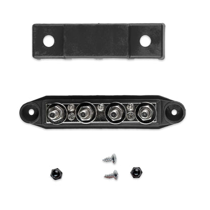 Busbar met afdekkap 4-voudig M8, zwart