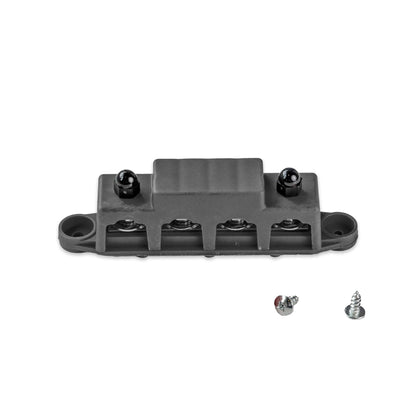 Busbar met afdekkap 4-voudig M8, zwart