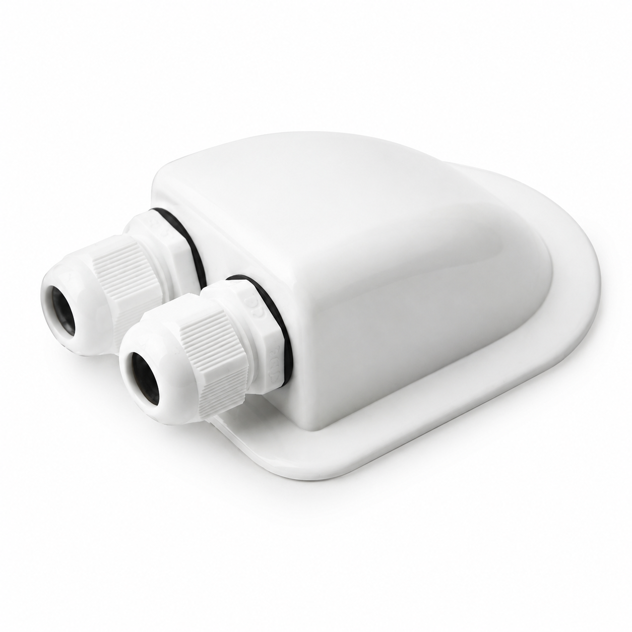 Witte waterdichte kabeldakdoorvoer voor solarkabels op camper of boot