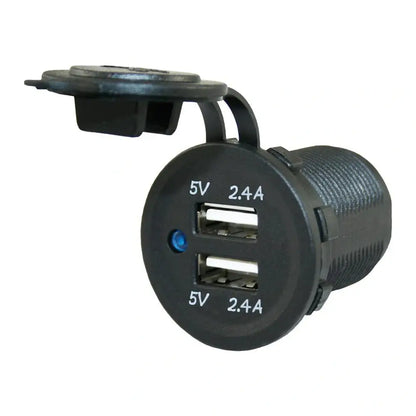 Vooraanzicht van USB inbouwstopcontact met twee USB-A poorten (2.4A per poort)