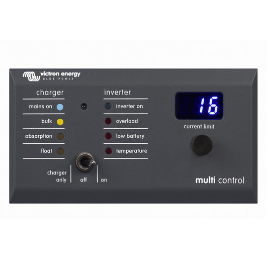 Victron Digital Multi Control 200/200A GX, afstandsbediening met 90° montagehoek en RJ45-aansluiting voor Victron Multi en Quattro systemen.