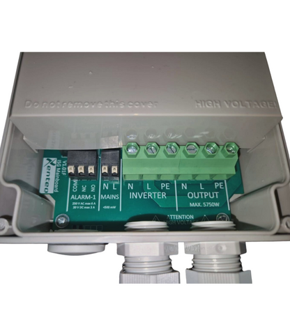 Xenteq ISG 230-25 isolatiebewaker – binnenzijde aansluitklemmen en elektronica (zonder kap)